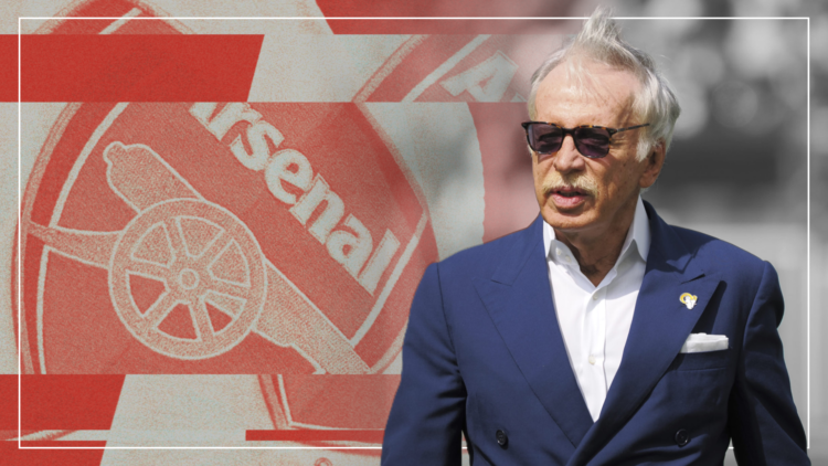 Split image of Stan Kroenke and the Arsenal badge