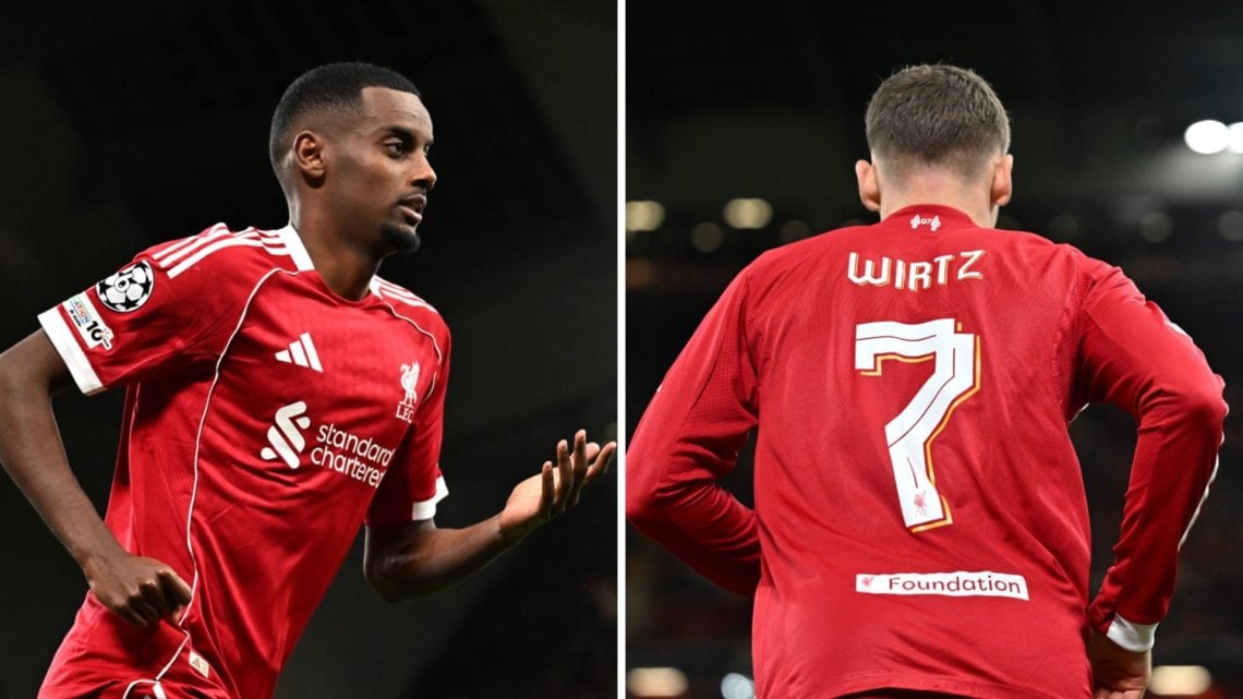 A split image of Liverpool striker Alexander Isak in action against Atletico Madrid (L) and Liverpool midfielder Florian Wirtz in action against At...