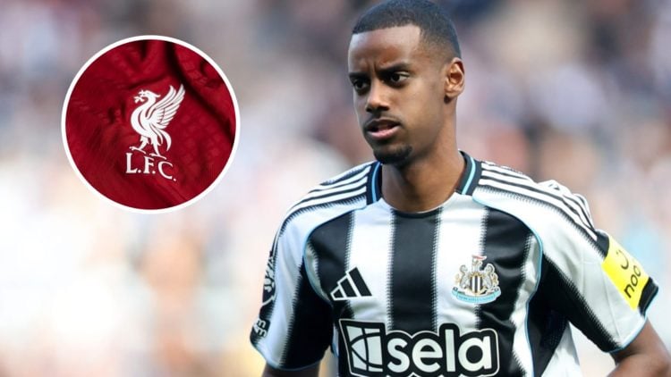 Alexander Isak of Newcastle United looks on during the Premier League match between Newcastle United FC and Everton FC at St James' Park (Right) A ...