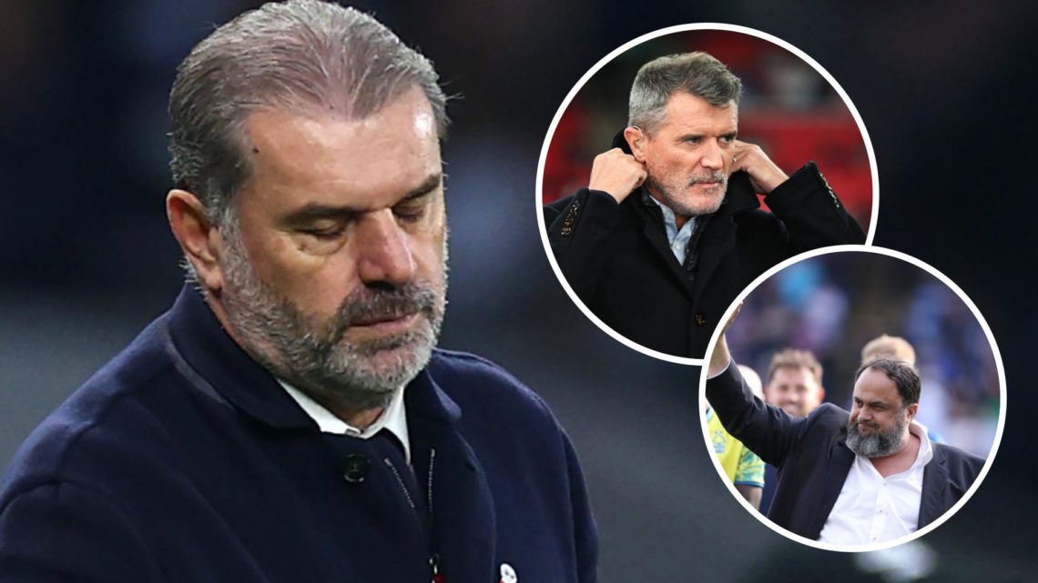 Ange Postecoglou, Roy Keane (inset, top), Evangelos Marinakis (inset, bottom)