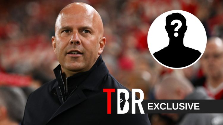 Arne Slot, Manager of Liverpool, looks on prior to the Carabao Cup Third Round match between Liverpool and Southampton at Anfield (Left) Mystery (R...