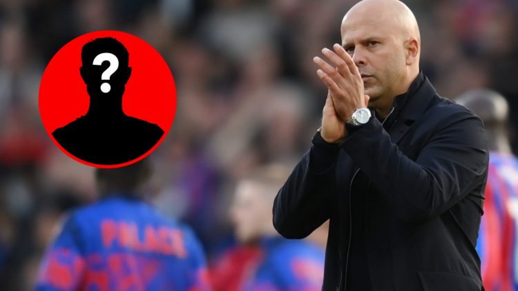 Arne Slot applauds after Liverpool lose to Crystal Palace alongside a mystery player inset