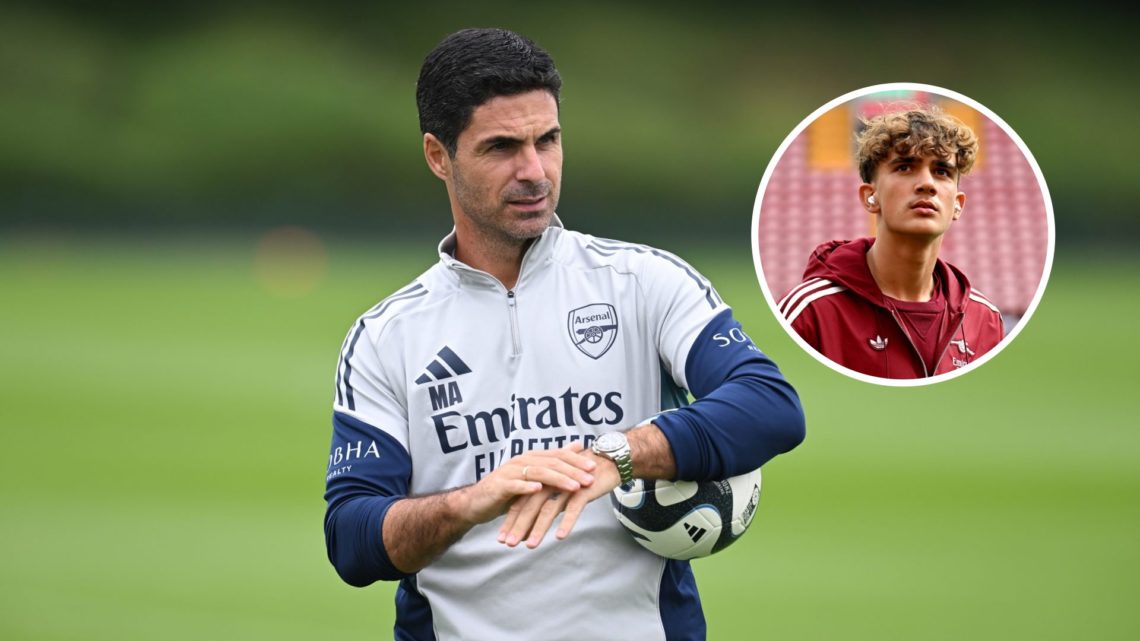 Arsenal manager Mikel Arteta with inset of Max Dowman