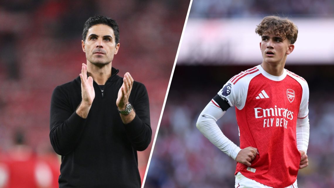 Mikel Arteta alongside Arsenal youngster Max Dowman.