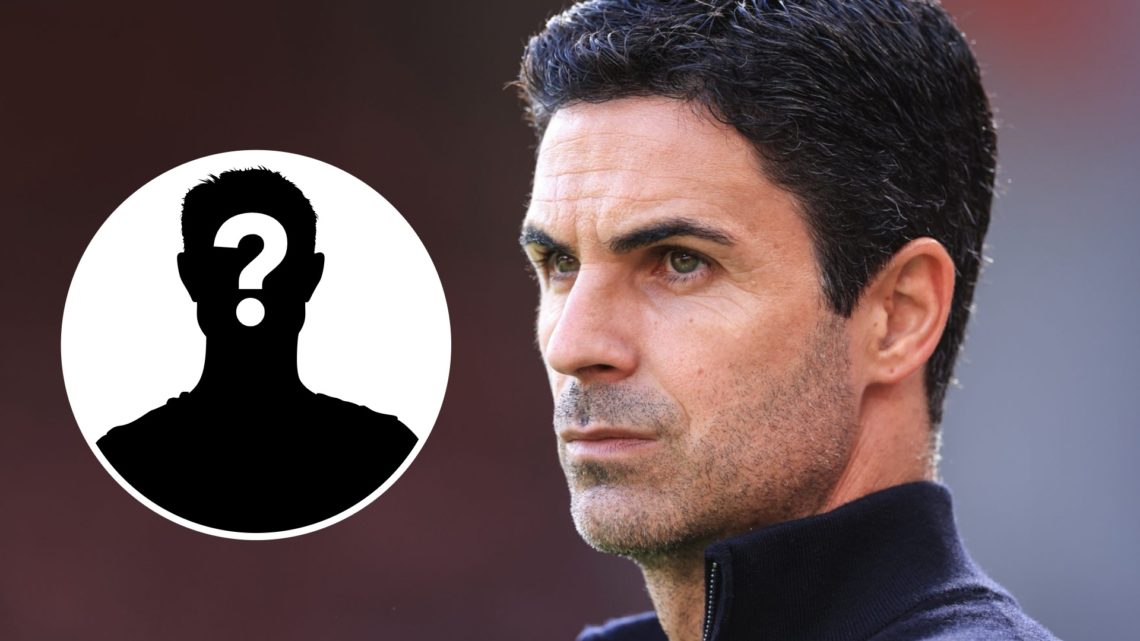 Arsenal boss Mikel Arteta alongside a question mark.