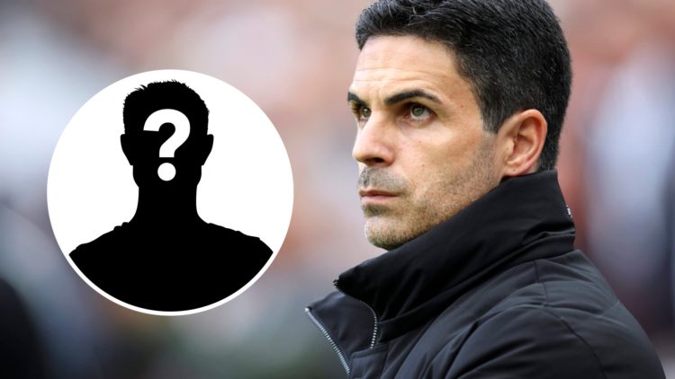 Arsenal boss Mikel Arteta alongside a question mark.