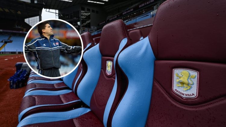 Aston Villa stadium with inset of Roberto Olabe