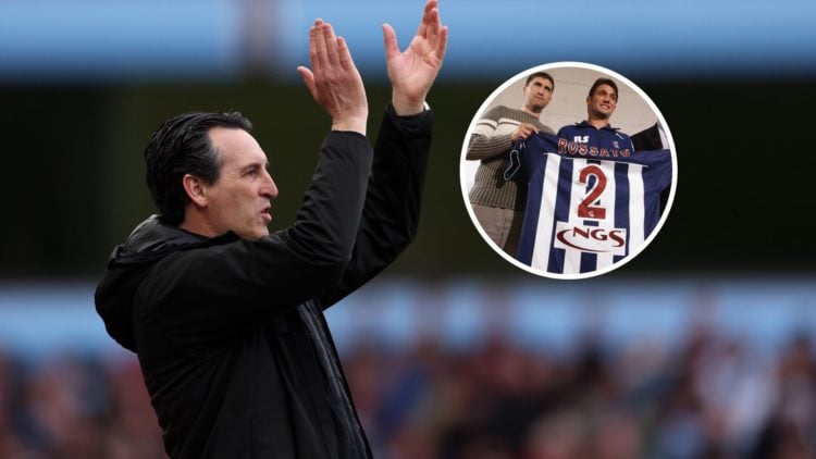 Aston Villa manager Unai Emery with inset of Roberto Olabe