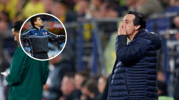 Aston Villa manager Unai Emery with inset of Roberto Olabe