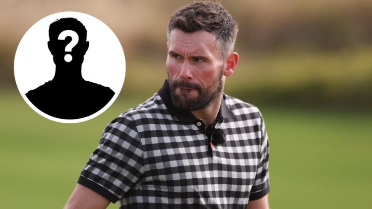 Ben Foster playing golf (right) with a mystery player image overlayed (left)