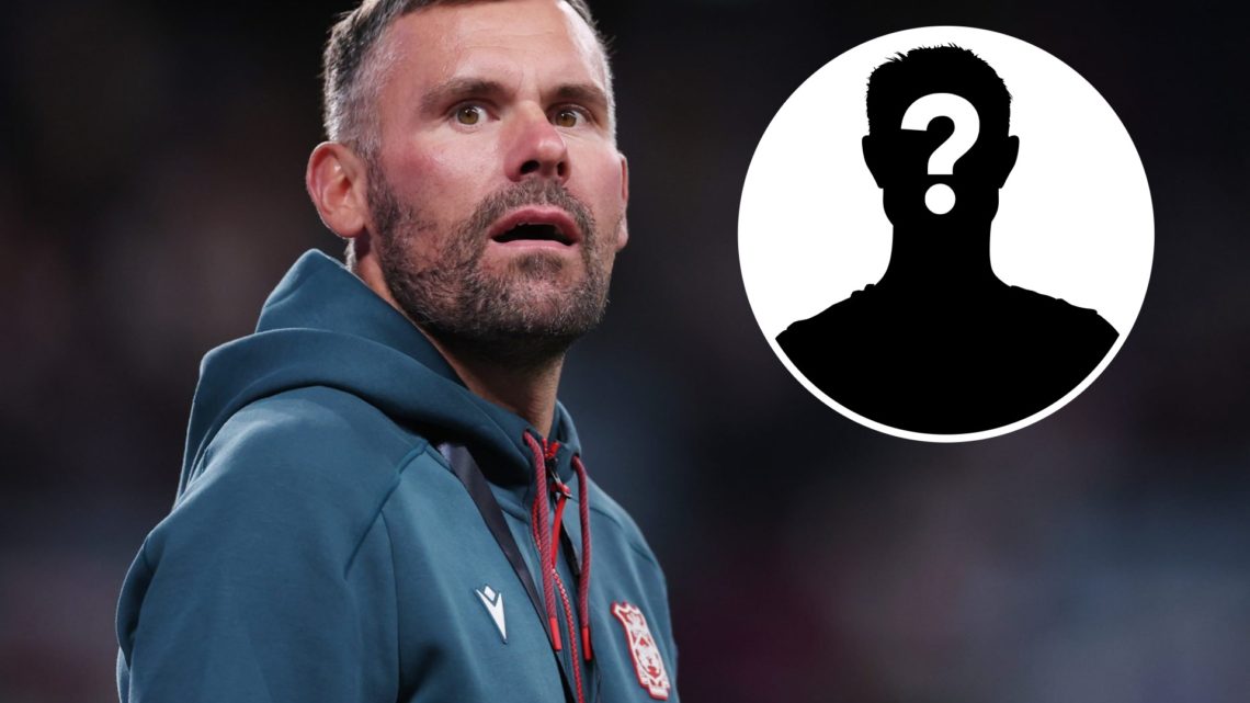 Ben Foster in a Wrexham training kit (left) with a mystery player image overlayed (right)