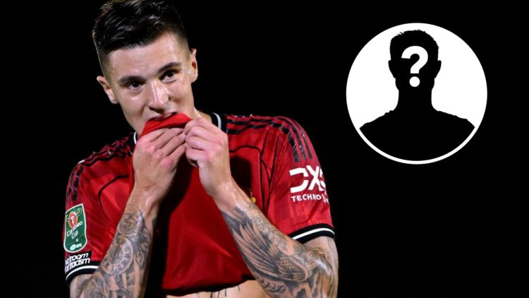Benjamin Sesko of Manchester United reacts during the Carabao Cup Second Round match between Grimsby Town and Manchester United at Blundell Park (L...