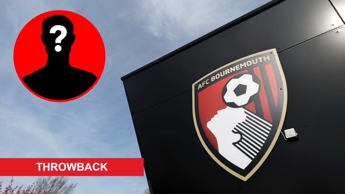 An image featuring a general view of the Bournemouth badge alongside a mystery player inset and a throwback banner