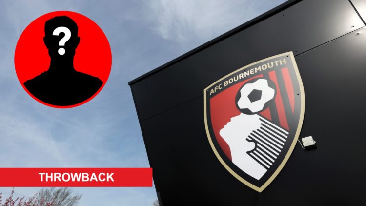 An image featuring a general view of the Bournemouth badge alongside a mystery player inset and a throwback banner
