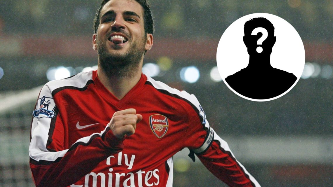 Cesc Fabregas playing for Arsenal (left) with a mystery image overlayed (right)