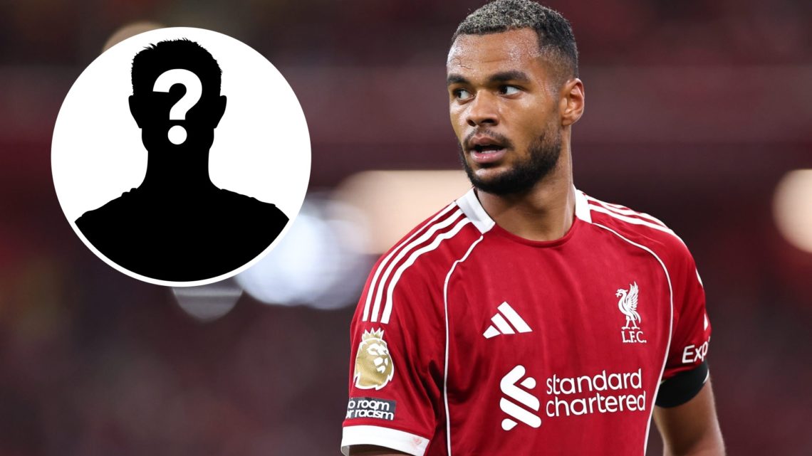 Cody Gakpo playing for Liverpool (right) with a mystery image overlayed (left)