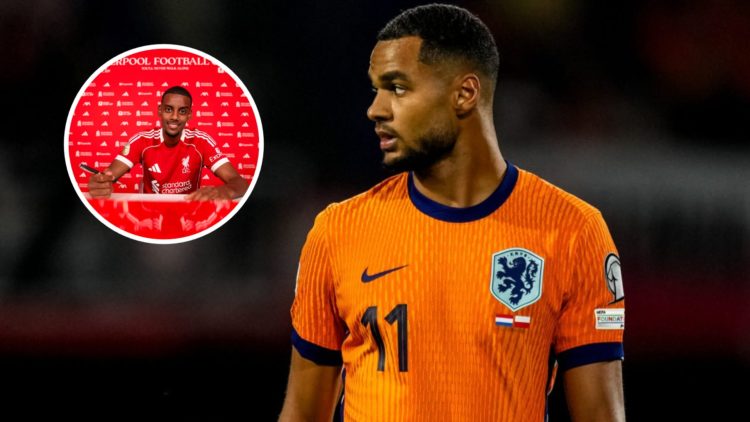 Cody Gakpo of the Netherlands looks on during the FIFA World Cup 2026 qualifier match between Netherlands and Poland at De Kuip (Right) Alexander I...