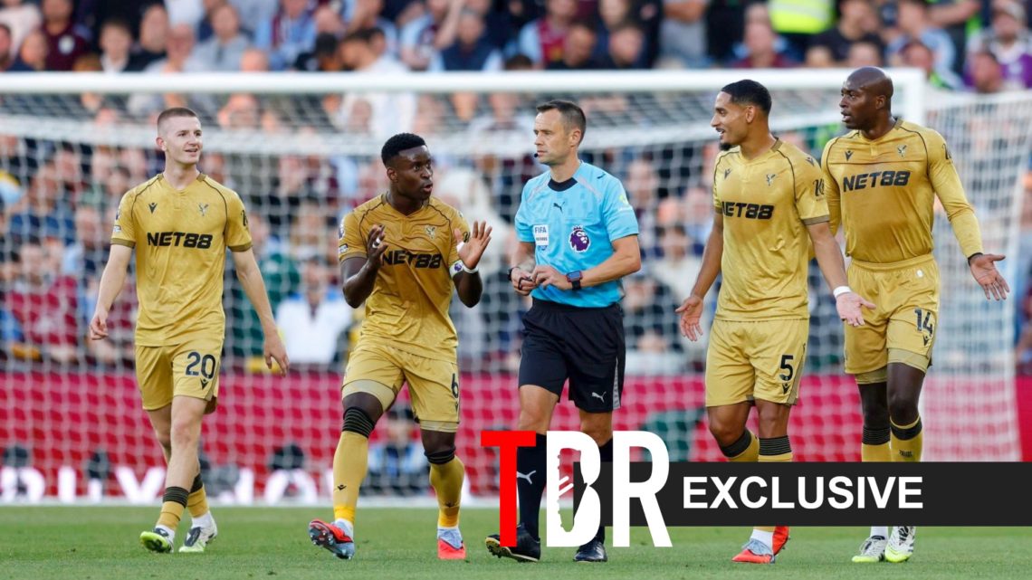 Crystal Palace players complaining to referee in Aston Villa clash