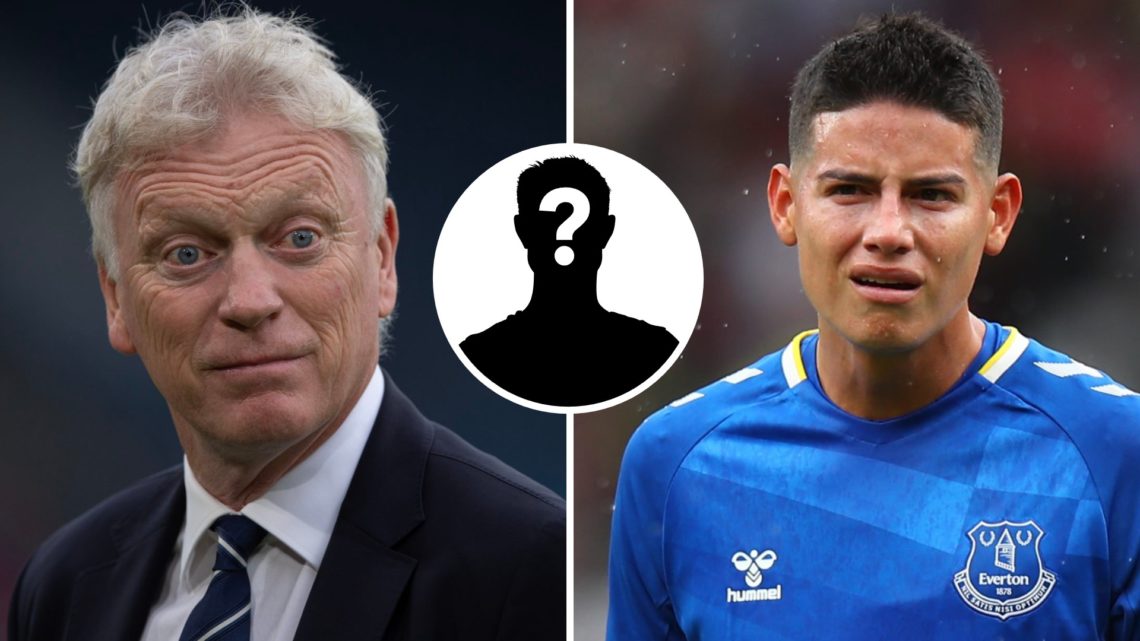 Everton manager David Moyes before the Premier League match between Leeds United and Everton at Elland Road (Left) James Rodriguez of Everton durin...