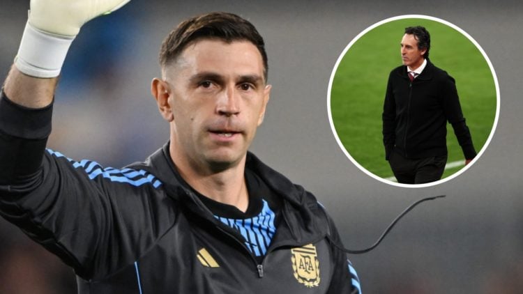 Emiliano Martinez, Unai Emery (inset)