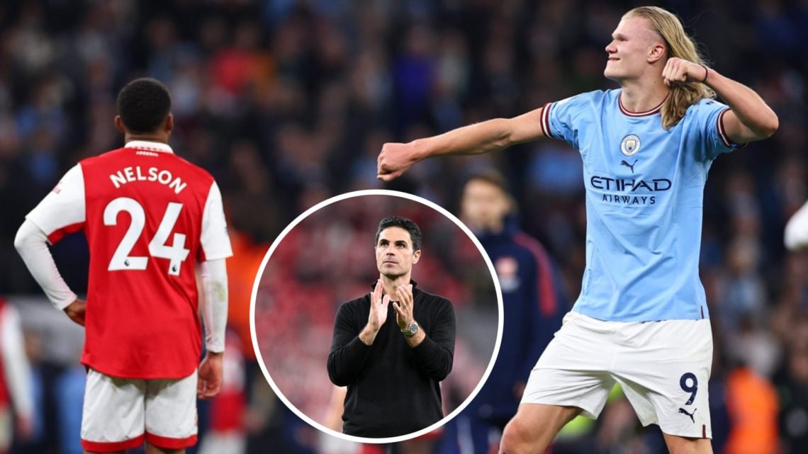 Erling Haaland, Mikel Arteta (inset)