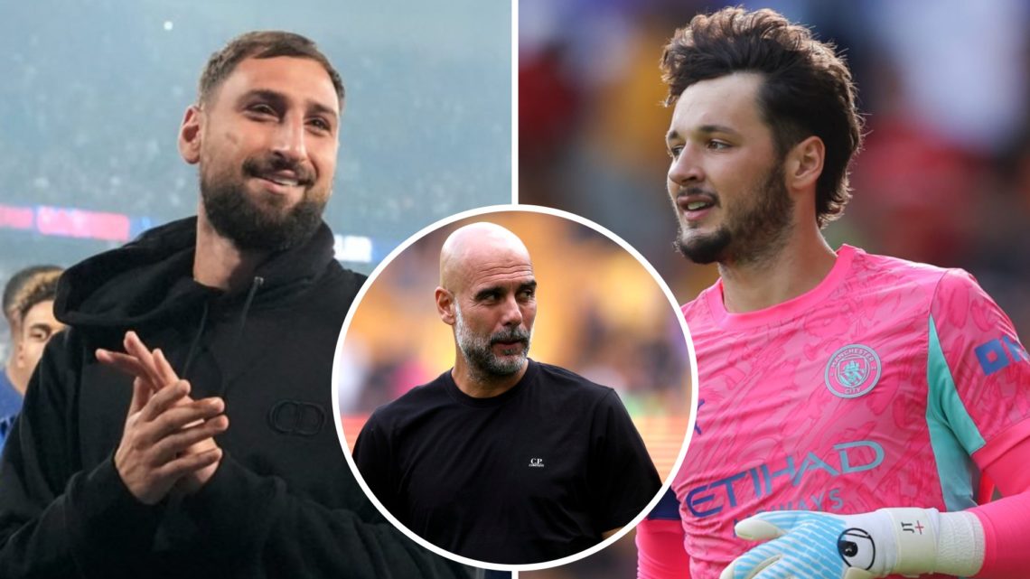 Gianluigi Donnarumma, James Trafford, Pep Guardiola (inset)