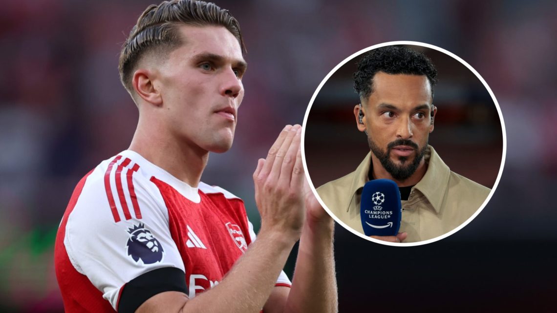 Arsenal striker Viktor Gyokeres alongside an inset of Theo Walcott.