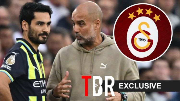 Ilkay Gundogan and Pep Guardiola, Galatasaray badge (inset)