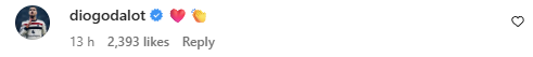 Diogo Dalot Instagram comment