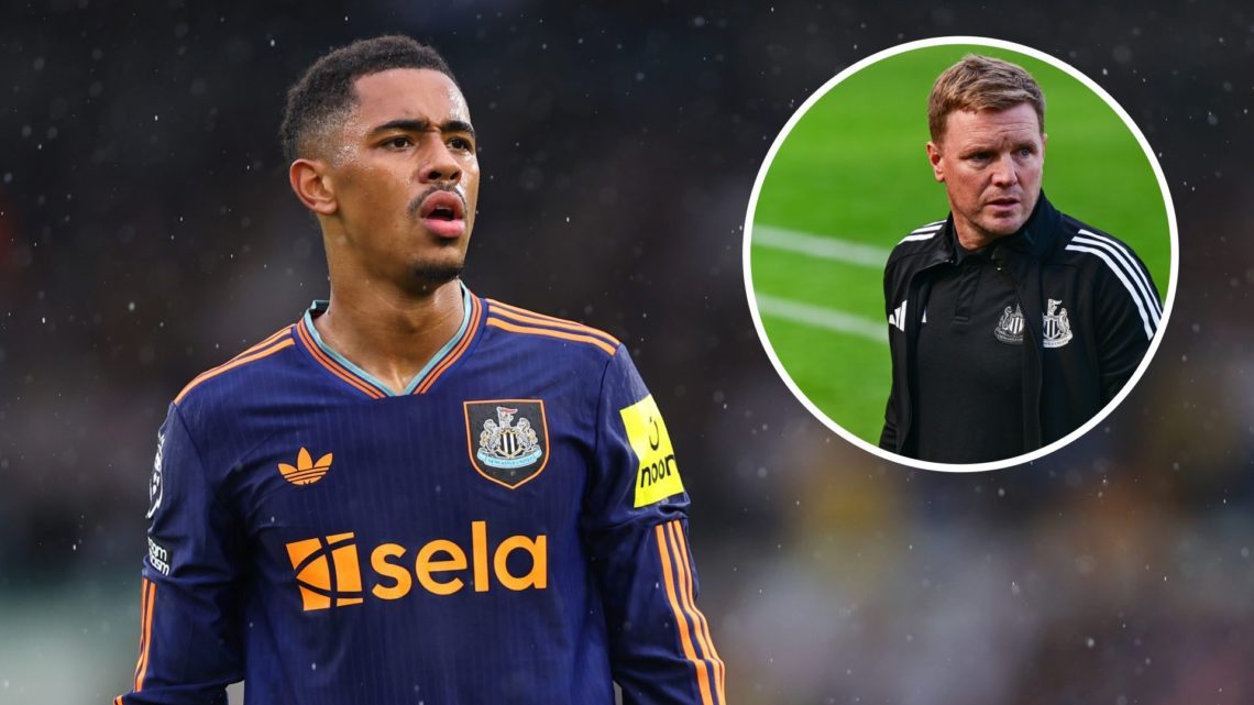 Jacob Ramsey playing for Newcastle (left) and Eddie Howe managing Newcastle overlayed (right)