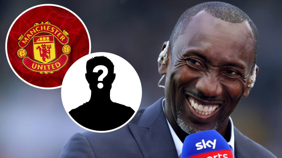 Jimmy Floyd Hasselbaink, Manchester United badge (inset, left), mystery player (inset, right)