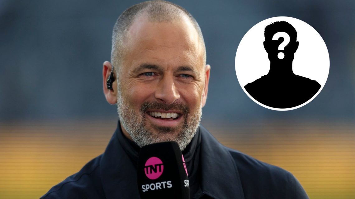 Joe Cole working for TNT Sports (left) with a mystery player overlayed (right)