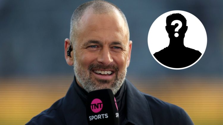 Joe Cole working for TNT Sports (left) with a mystery player overlayed (right)