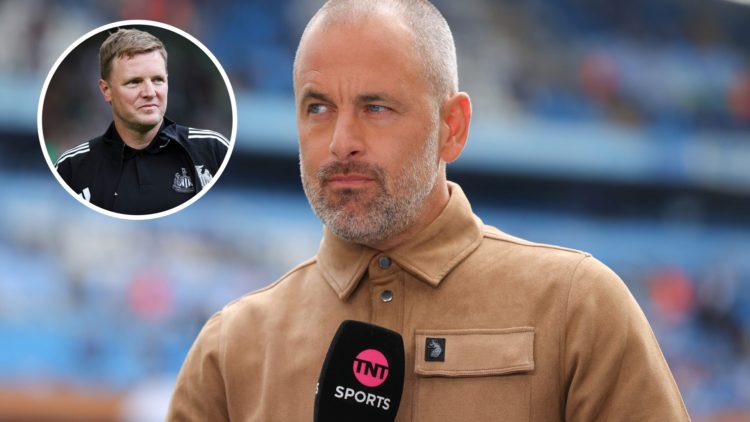 Joe Cole doing punditry work (right) with Eddie Howe overlayed (left)