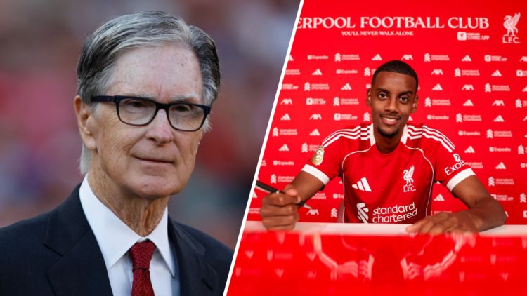 A split image of John Henry (L) and new Liverpool signing Alexander Isak (R)