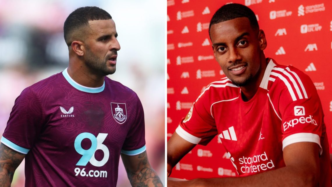 A split image featuring Burnley defender Kyle Walker alongside Liverpool star Alexander Isak
