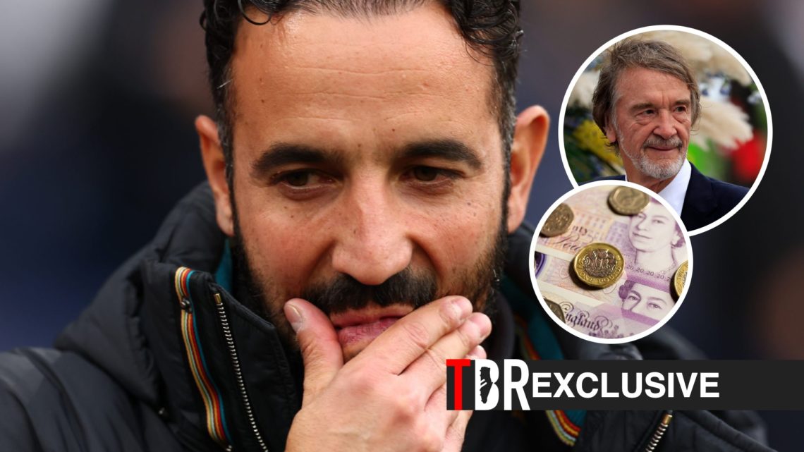 Ruben Amorim looks dejected after Manchester United lose to Manchester City in the Premier League, TBR logo, exclusive label, English money and Sir...