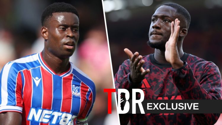Marc Guehi of Crystal Palace during the pre season friendly match between Augsburg v Crystal Palace at Hofmaninger Stadium (Left) Ibrahima Konate o...