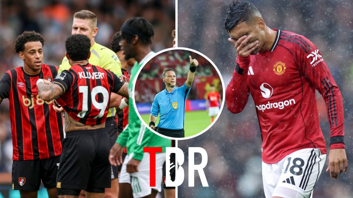 Mark Clattenburg Ref Off! Split image with Bournemmouth players and Casemiro