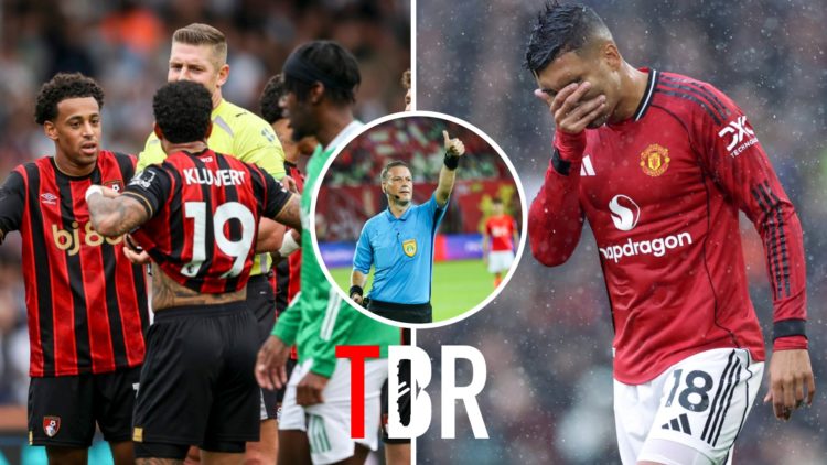 Mark Clattenburg Ref Off! Split image with Bournemmouth players and Casemiro