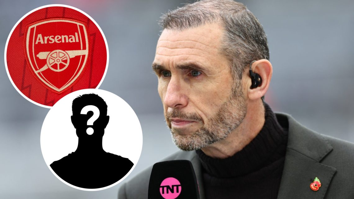 Martin Keown, Arsenal badge (inset, top), mystery player (inset, bottom)