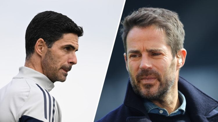 A split image of Arsenal boss Mikel Arteta (L) and pundit Jamie Redknapp (R)