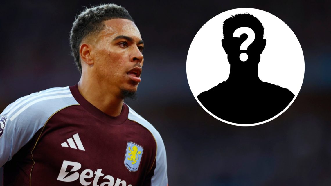 Morgan Rogers playing for Aston Villa (left) and a mystery player image overlayed (right)