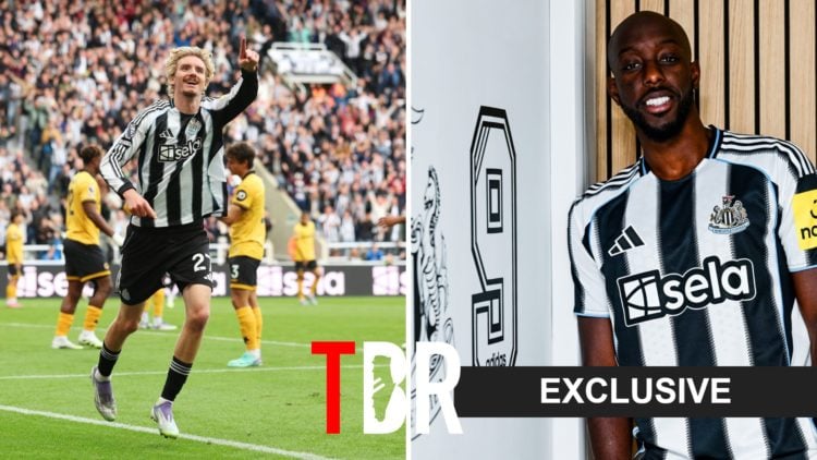Nick Woltemade celebrates scoring for Newcastle (left) and Yoane Wissa signing for Newcastle (right)