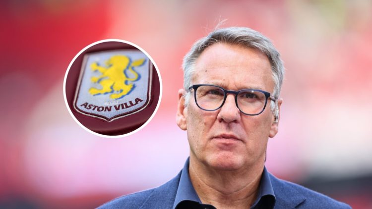 Paul Merson with inset of Aston Villa badge