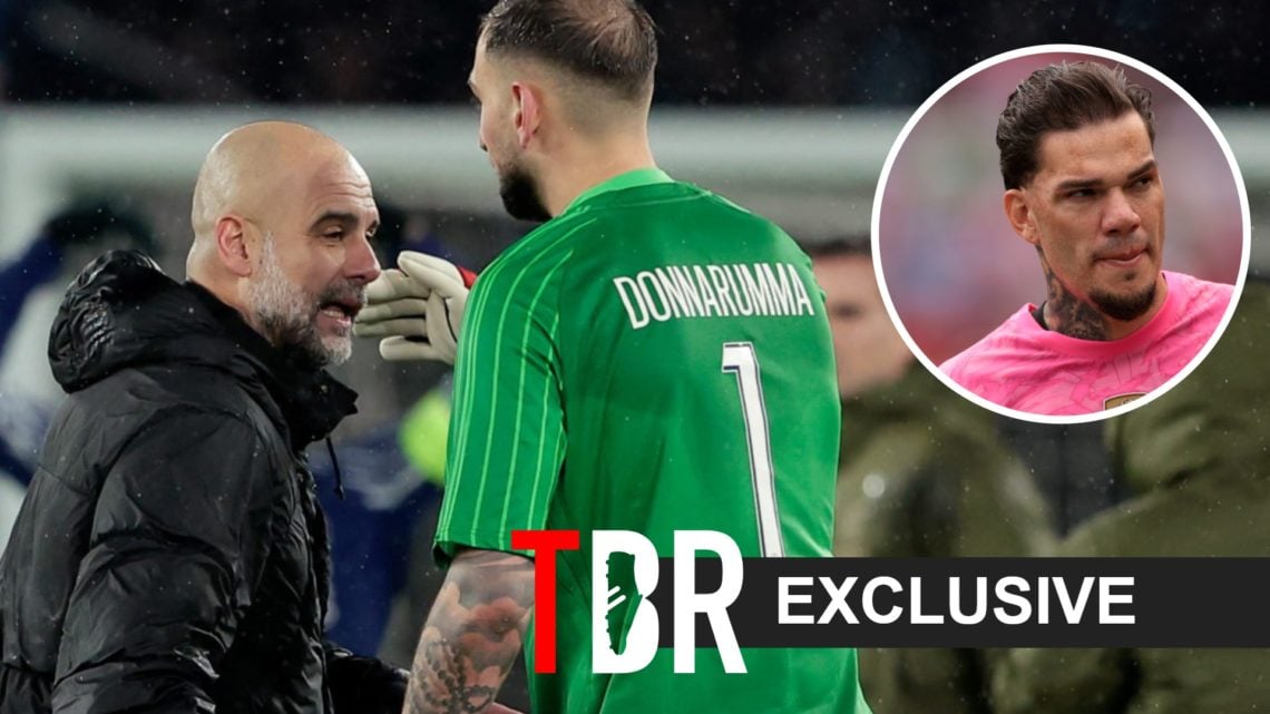 Pep Guardiola and Gianluigi Donnarumma, Ederson (inset)