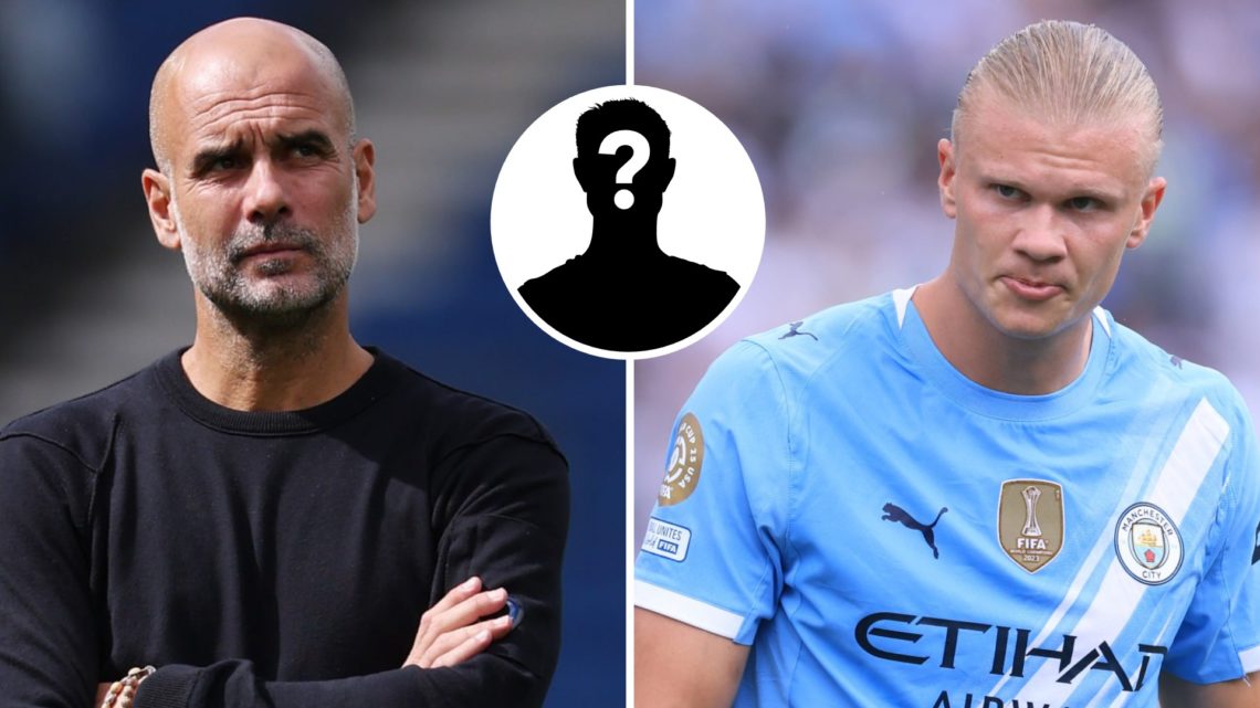 Pep Guardiola, Manager of Manchester City, looks on as he inspects the pitch prior to the Premier League match between Brighton & Hove Albion and M...