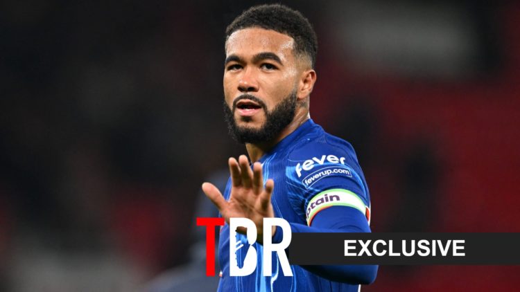 Reece James playing for Chelsea with the TBR Exclusive tag on the right