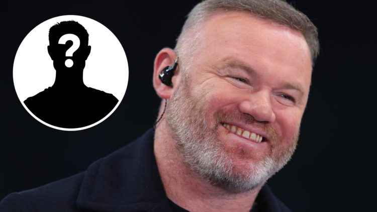 Wayne Rooney is pictured on punditry duties for Amazon Prime during Tottenham's victory against Villarreal, alongside an inset of a white mystery p...