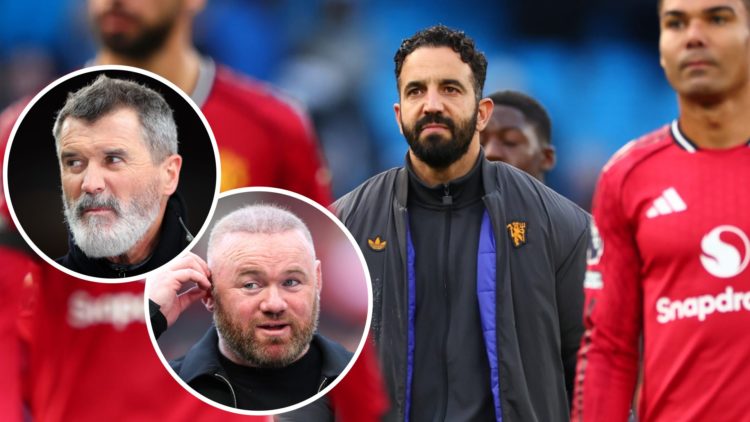 Ruben Amorim, Roy Keane (inset, top), Wayne Rooney (inset, bottom)